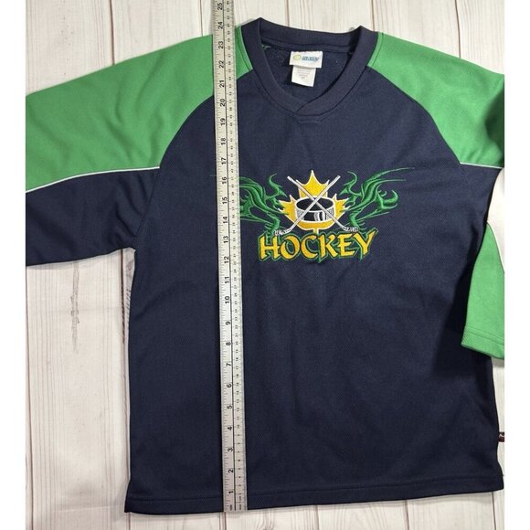Hockey Jersey Size S Blue Green Boys Embroidered LIKE NEW Puck Sticks Dragons - Picture 7 of 10